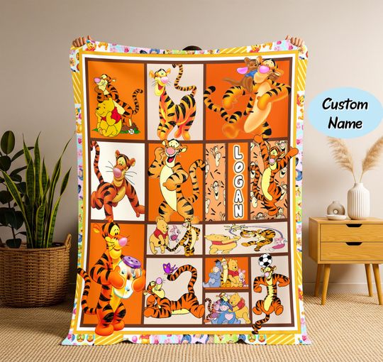 Discover Personalized Tigger Blanket, Winnie The Pooh Tigger Blanket, Pooh Tigger Birthday Gifts, Tigger Christmas Gift, Gift For Him, Valentine Gift