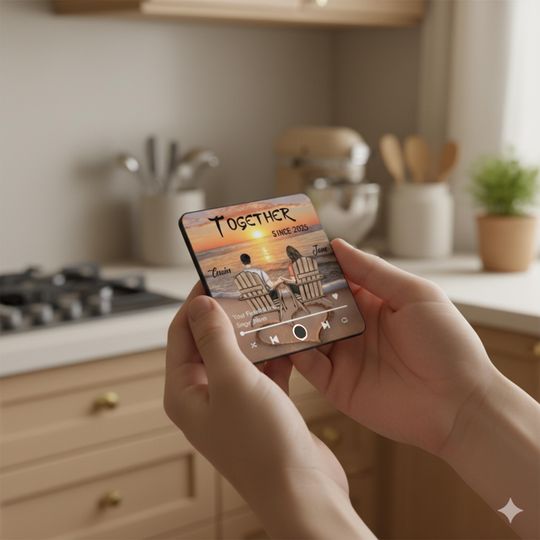 Personalized Music Photo Magnet  Custom Song Fridge Magnet, Unique Anniversary & Valentine Gift