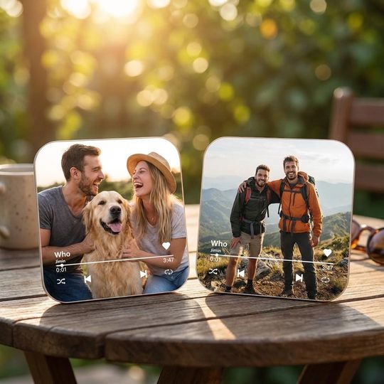 Personalized Music Fridge Magnet - Custom Photo Song Gift, Unique Christmas & Valentines Day Gift Idea