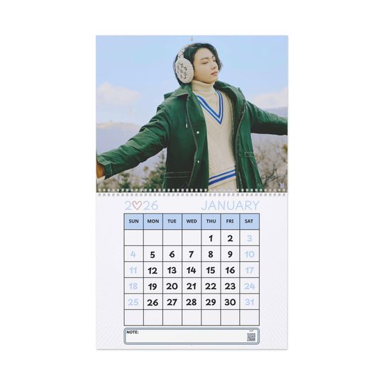 Jungkook 2026 Wall Calendar | BTS K-Pop Monthly Planner