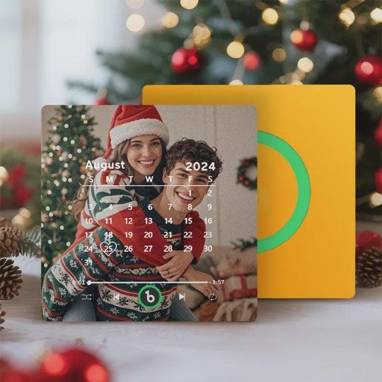 Discover Custom Bluetooth Music Fridge Magnet, Personalized Photo Calendar Magnet, Unique Christmas Gift for Couples & Families