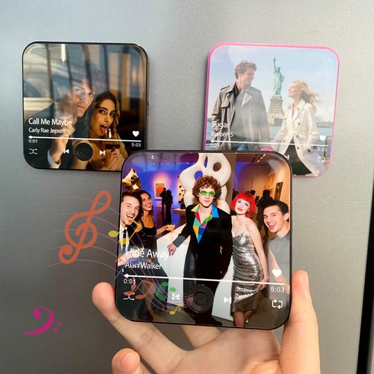 Discover Personalized Photo Music Fridge Magnet: Custom Song Gift