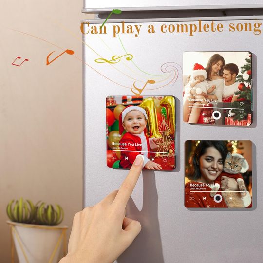 Custom Music Fridge Magnet,Photo & Music Magnet,Play Whole Song Music Box,Photo Music Gift,Wedding Magnet,Gifts for Couple,Anniversary Gifts