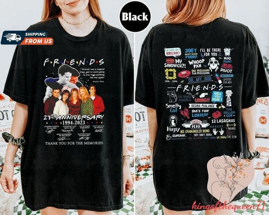Friends Series 29th Anniversary Double Sided T-Shirt – Chandler, Matthew Perry, Thank You Shirt