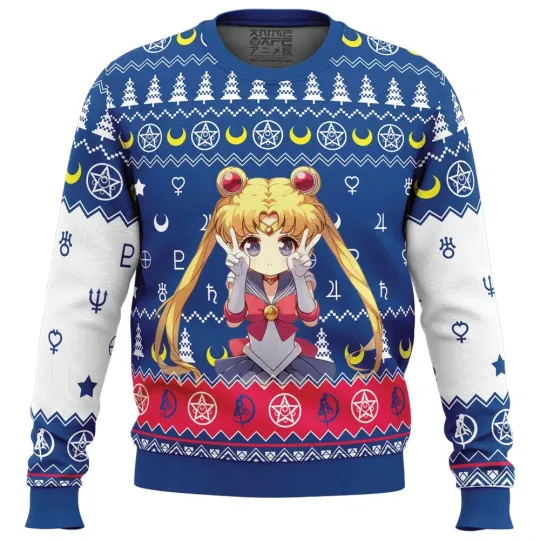 Discover Chibi Usagi Tsukino Sailor Moon Ugly Christmas Sweater