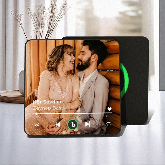 Custom Music Magnet  Photo & Album Cover, Full Song Player  Personalized Gift for Anniversary or Home Decor