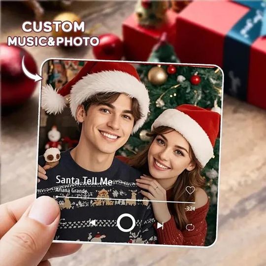 Discover Personalized Music Fridge Magnet  Custom Song & Photo Magnet | Romantic Couple Gift | chirstmas