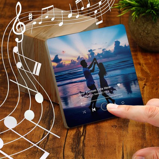 Discover Music Fridge Magnet Player Add your Sound Recording and Picture | Custom Text | Voice Note | Loved One Couples Gift