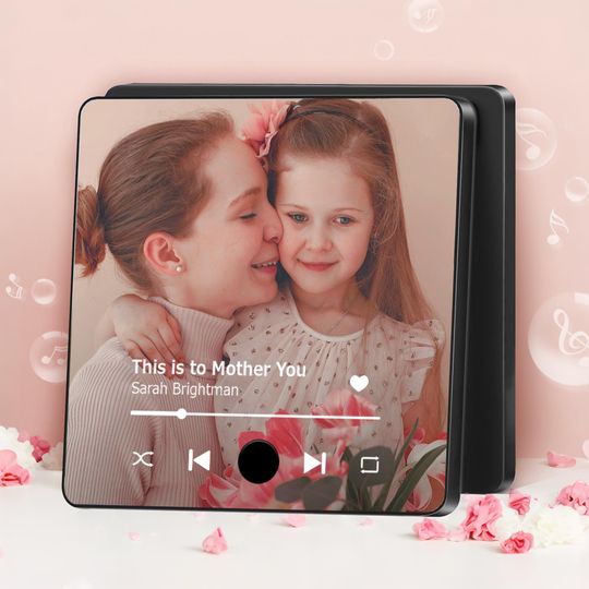 Custom Mom Gifts Fridge Magnet Play Song - Personalized Music Gifts for Mother With Photo and Text