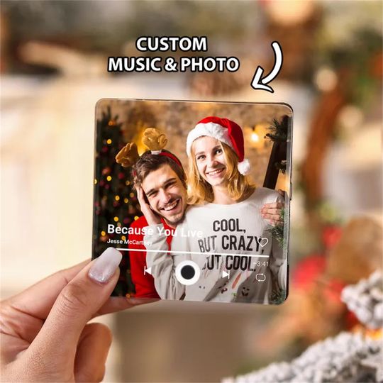 Personalized Music Fridge Magnet, CustomPhoto & Music Refrigerator Magnet, Play Song Music Ornament, Anniversary  Gift for Him,Her