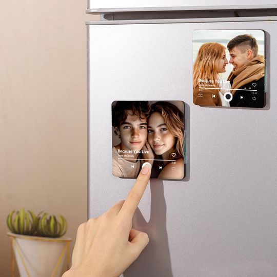 Custom Music Fridge Magnet, Valentines Day Gift, Anniversary Gift, Custom Photo Music Box, Music Box Play Song Gift, Photo Magnet