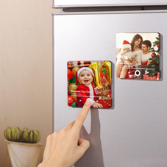 Custom Photo Song Magnet:Play Whole Song or MP3 Music Box,Photo & Music Fridge Magnet,Couple Photo Gifts,Anniversary Gift,Christmas Gift