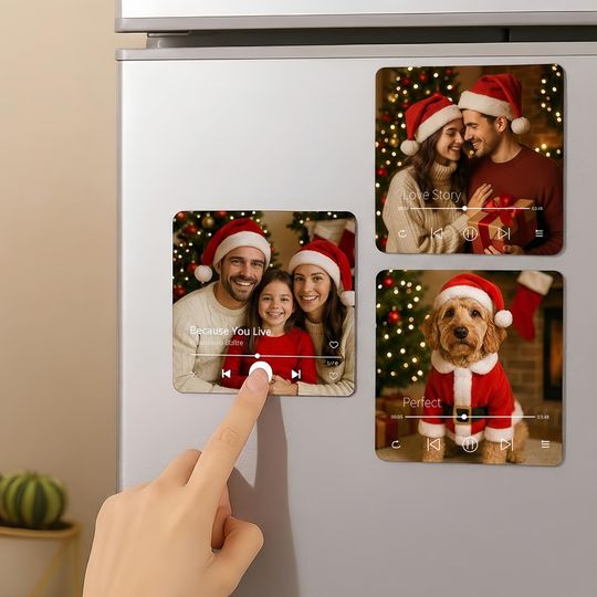 Discover Personalized Music Photo Fridge Magnet - Custom Song & Picture Voicemail Keepsake