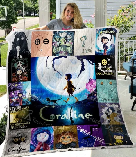 Discover Coraline Love Fleece Sherpa Quilt Blanket Gift for Fan