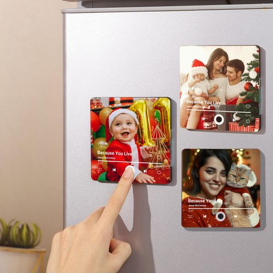 Personalized Music Fridge Magnet,Custom Photo & Music Fridge Magnet,Play Whole Song or MP3 Music Box,Anniversary Gift for Him,Christmas Gift