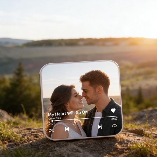 Photo Music Box, Personalized , Custom Music Fridge Magnet, Plays Full Song, Wedding & Anniversary Gift for Couples