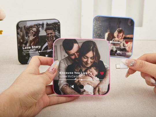 Personalized Fridge Music Magnet with photo,plays custom song,Photo album cover Unique gift for mom,music lovers and home decor accessory