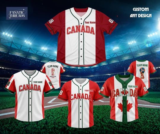 Personalized Canada Baseball Jersey Gift For Baseball Lover, Custom Name Number, World Cup 2026 Fan Inspired Shirt