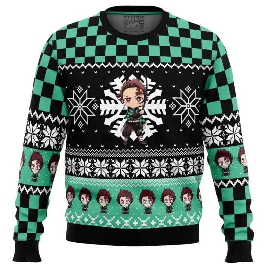 Chibi Christmas tanjiror Kamado demon Ugly Christmas Sweater