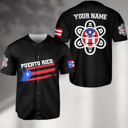 Discover Custom Puerto Rico Baseball Jersey: Taino Coqui, Flag Patches