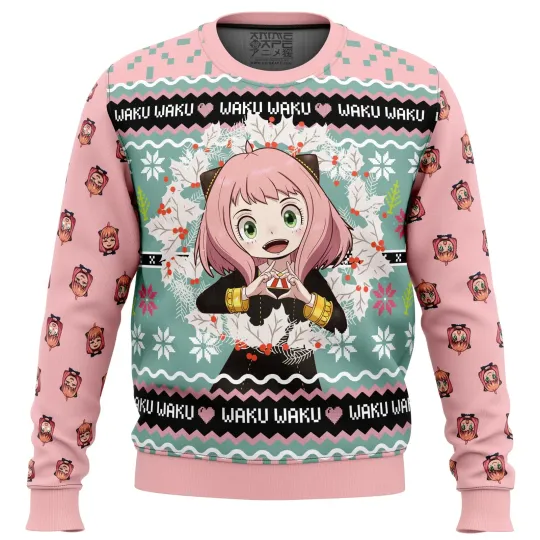 Discover Anya Forger Waku Waku XFamily Ugly Christmas Sweater