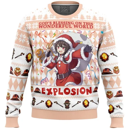 Discover God’s Blessing on this Wonderful World Explosion KonoSuba Ugly Christmas Sweater