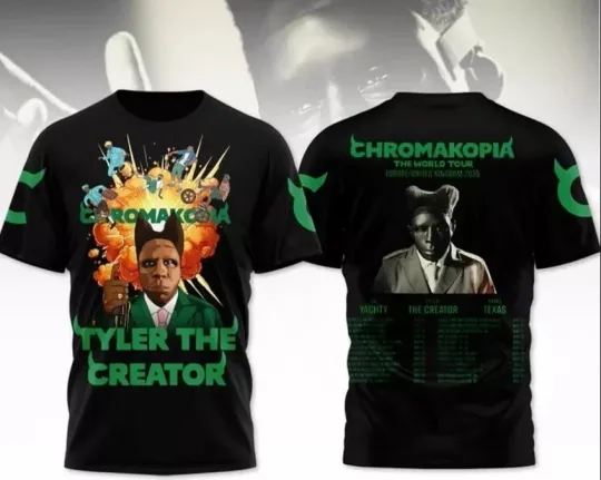 Tyler The Creator 2025 Upcoming The World Tour Chromakopia 3D T-Shirt