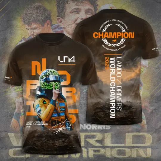 Discover Mclar3N X Lando Norris 2025 World Champion 3D Printed T-Shirt