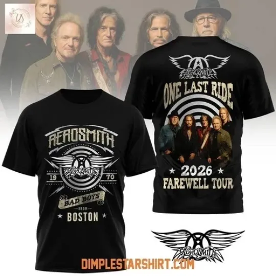 Discover Aerosmith One Last Ride 2026 Farewell Tour AOP 3D T-Shirt