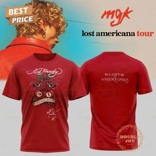Discover Machine Gun Kelly x Ed Hardyy Lost Americana Tour 2025 3D T-Shirt