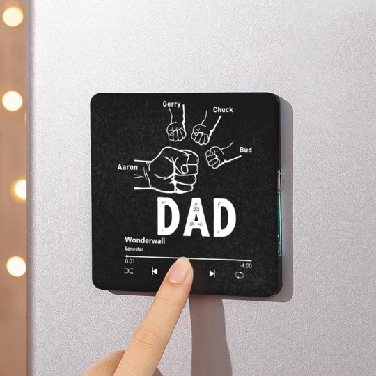 Custom Music Fridge Magnet With Kids Name,  Personalized Song, Fist Bump Dad and Kids, Father's Day Gift for Dad, Gift Idea for Dad, Grandpa