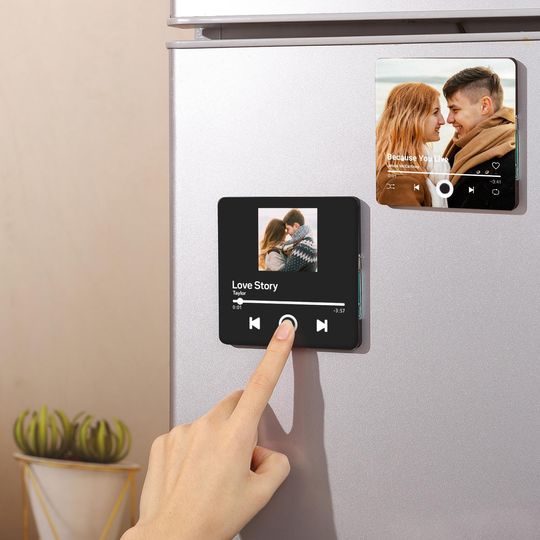 Discover Custom Song Player Refrigerator Magnet | Personalized Acrylic Music Plaque | Custom Photo & Song | Romantic Gift for Couples, Christmas Gift