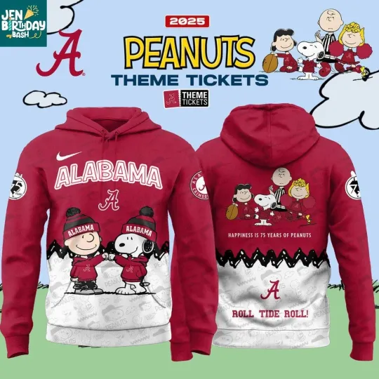 Discover Albm Crimson Tide Peanuts 2025-2026 Snoop All Over Print 3D Hoodie