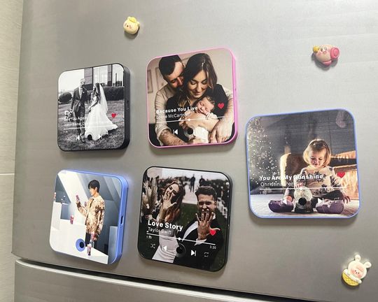 Discover Custom Music Fridge Magnet with Photo,Personalized Play Your Memory Song Couple Magnet,Unique Photo Collage Music Box Best Friend Gift