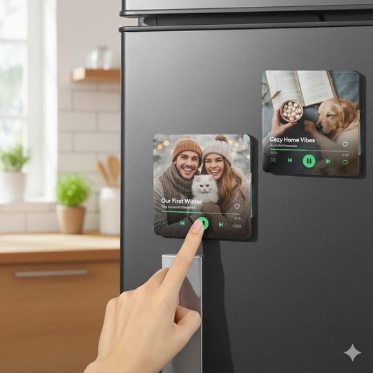Discover Custom Photo Song Magnet, Personalized Music Fridge Decor