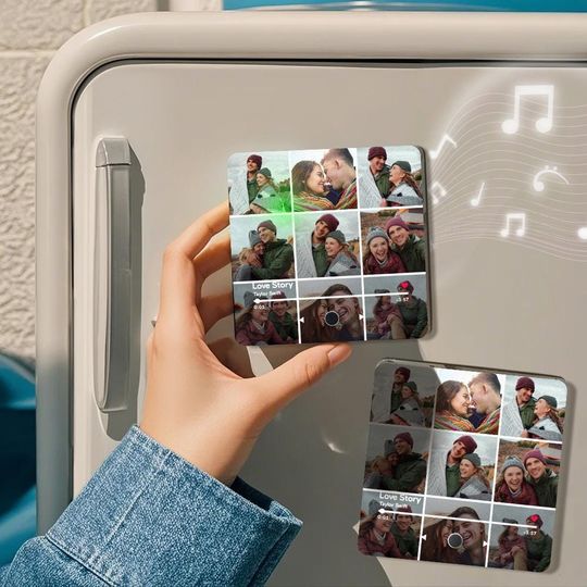 Discover Personalized Music Gift Fridge Magnet: Anniversary Gift, Custom Photo Music Box, Music Box Play Song Gift,
