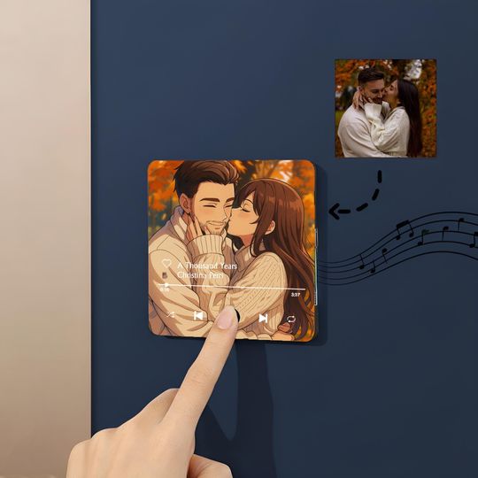 Custom Anime Fridge Magnet, Personalized Anime Photo Gift, Valentine Couple Magnet, Anniversary Gift for Him Her, Custom Cartoon Plaque