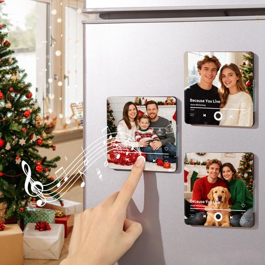 Discover Personalized Music Fridge Magnet.Custom Photo Fridge Magnets.Play whole Song Music Box..Couple Gifts.,Christmas Musical Voicemail keepsake