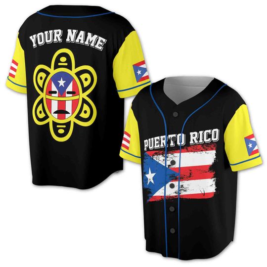Discover Custom Name Taino Sun Patriotic Puerto Rico Baseball Jersey