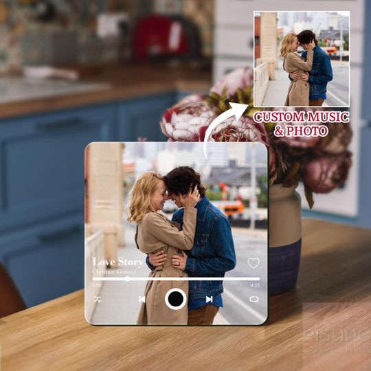 Custom Music Valentine's Fridge Magnet, Full Song Playable Magnet Fridge Magnet, Valentine Photo & Music, Refrigerator Magnet, Wedding Gift