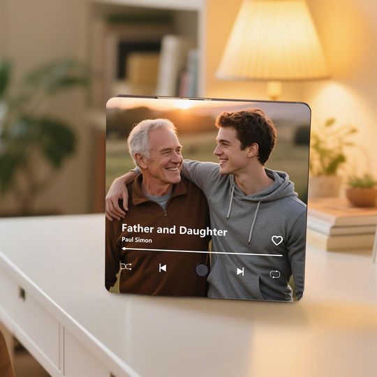 Discover Personalized Music Fridge Magnet  Custom Photo Song Text - Photo Music Magnet-music gift nagnet-Play Song Music Box-1st Fathers Day Gift