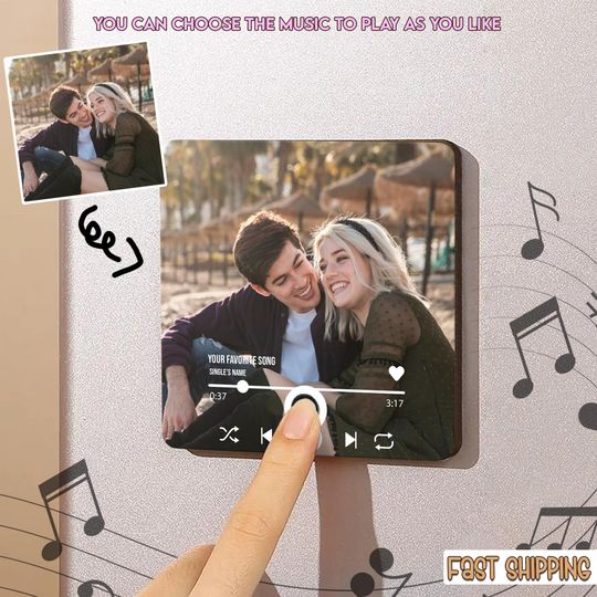 Custom Music Fridge Magnets Personalized Song Magnets That Can Plays Music Anniversary Gifts Valentine's Day Gifts For Her, Photo Magnets