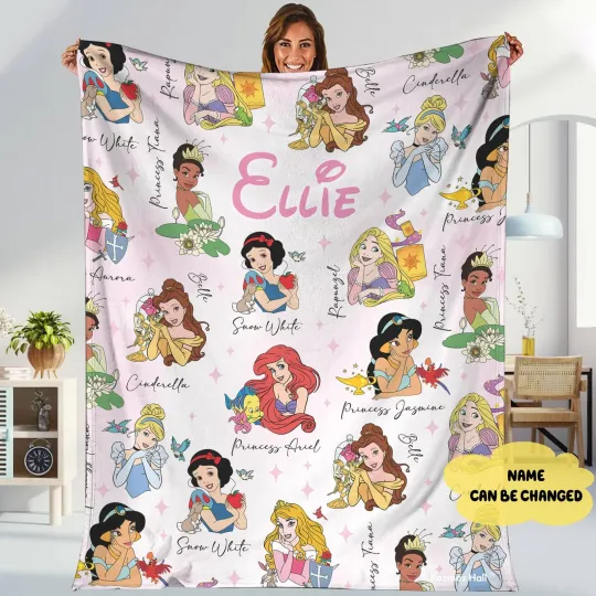 Discover Disneyland Princess Blanket, Princess Snow White Cinde Ariel Belle Tiana