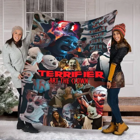 Terrifier Art the Clown Blanket, Halloween Horror Fleece Mink Sherpa Blanket