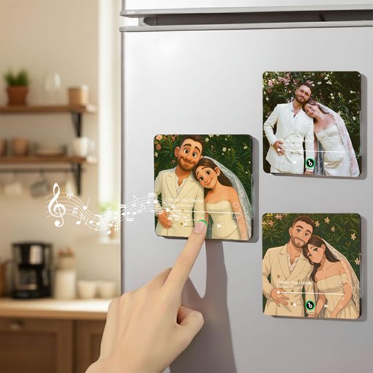 Discover FridgeBeats 4.0 Persionalised Photo Anime Art Music Fridge Magnet Frameless, Play Music Without Phone, Wedding Gifts, Valentine Gift for Her
