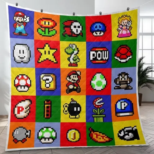 Discover Super Mario Quilt Blanket, Items Character Super Mario Fleece Blanket