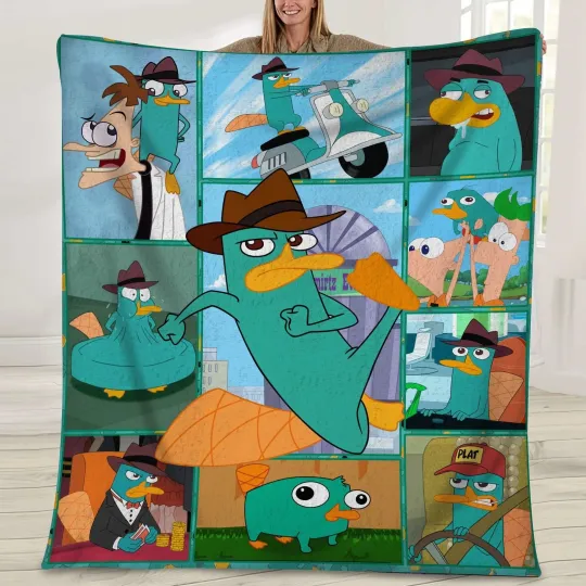Phineas And Ferb Fleece Blanket, Phineas Ferb Perry the Platypus Blanket