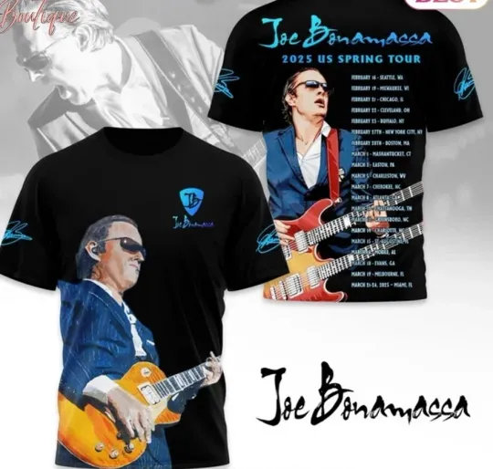 Discover Joe Bonamassa 2025 Us Spring Tour Signature 3D T-Shirt