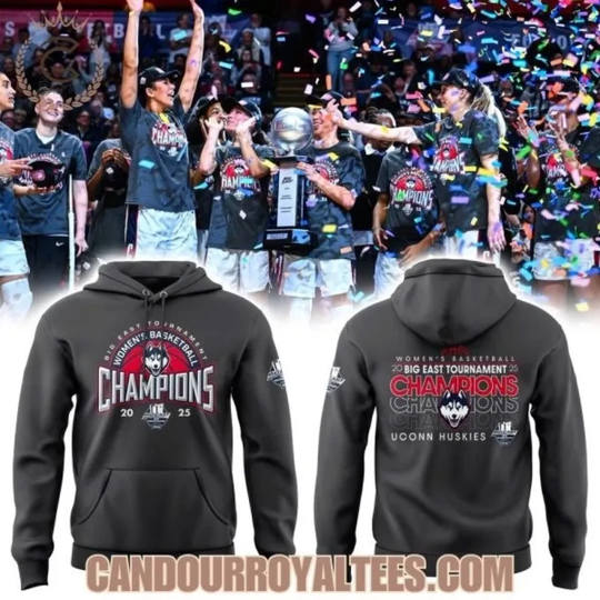 Discover UCon.n Womens Basketball 2024-25 Big East WBB Tournament Champions Hoodie