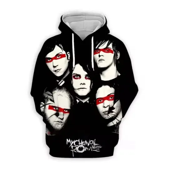 My Chemical Romance Faces Vintage Rock Band All Over Print Hoodie 3D XS-6XL